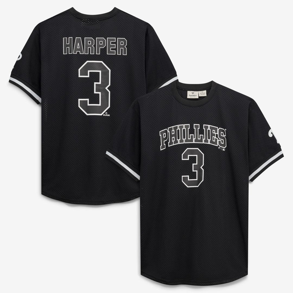 Philadelphia Phillies Bryce Harper Fanatics Big & Tall Heavyweight Mesh Jersey - Black/White