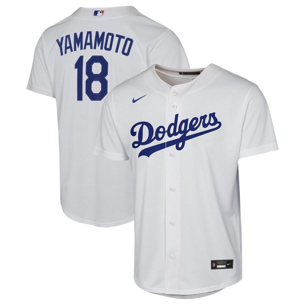 Los Angeles Dodgers Yoshinobu Yamamoto Nike Youth Home Baseline Jersey - White