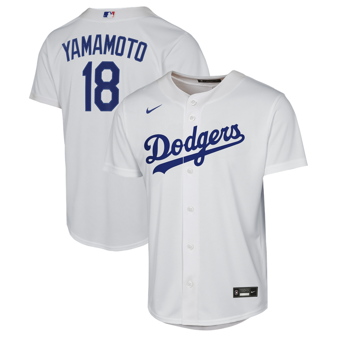 Los Angeles Dodgers Yoshinobu Yamamoto Nike Youth Home Baseline Jersey - White